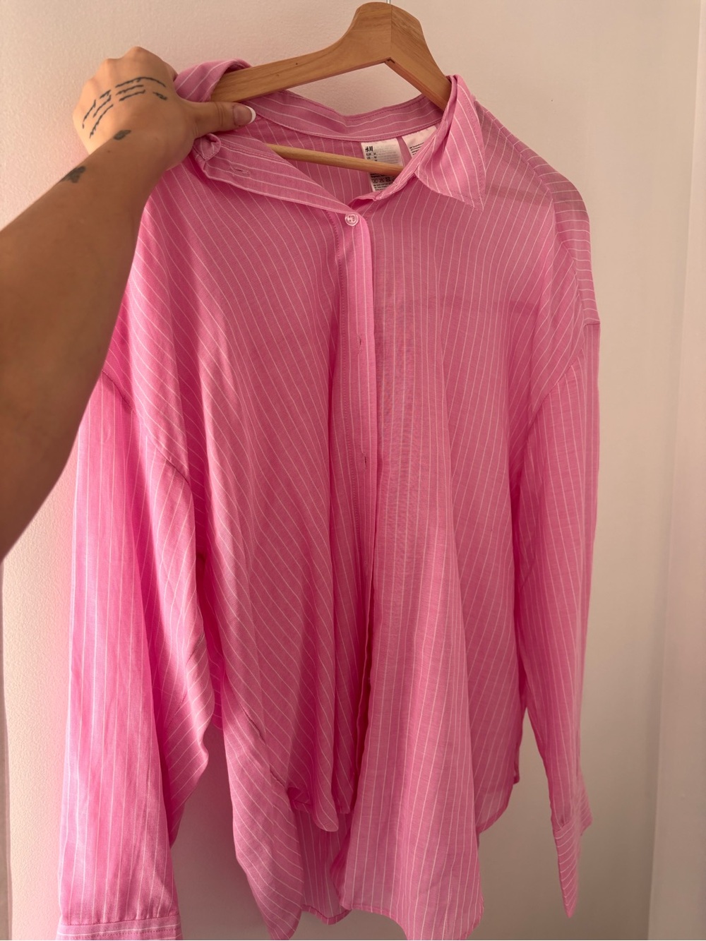 Women's Pink Striped Button-Up Shirt